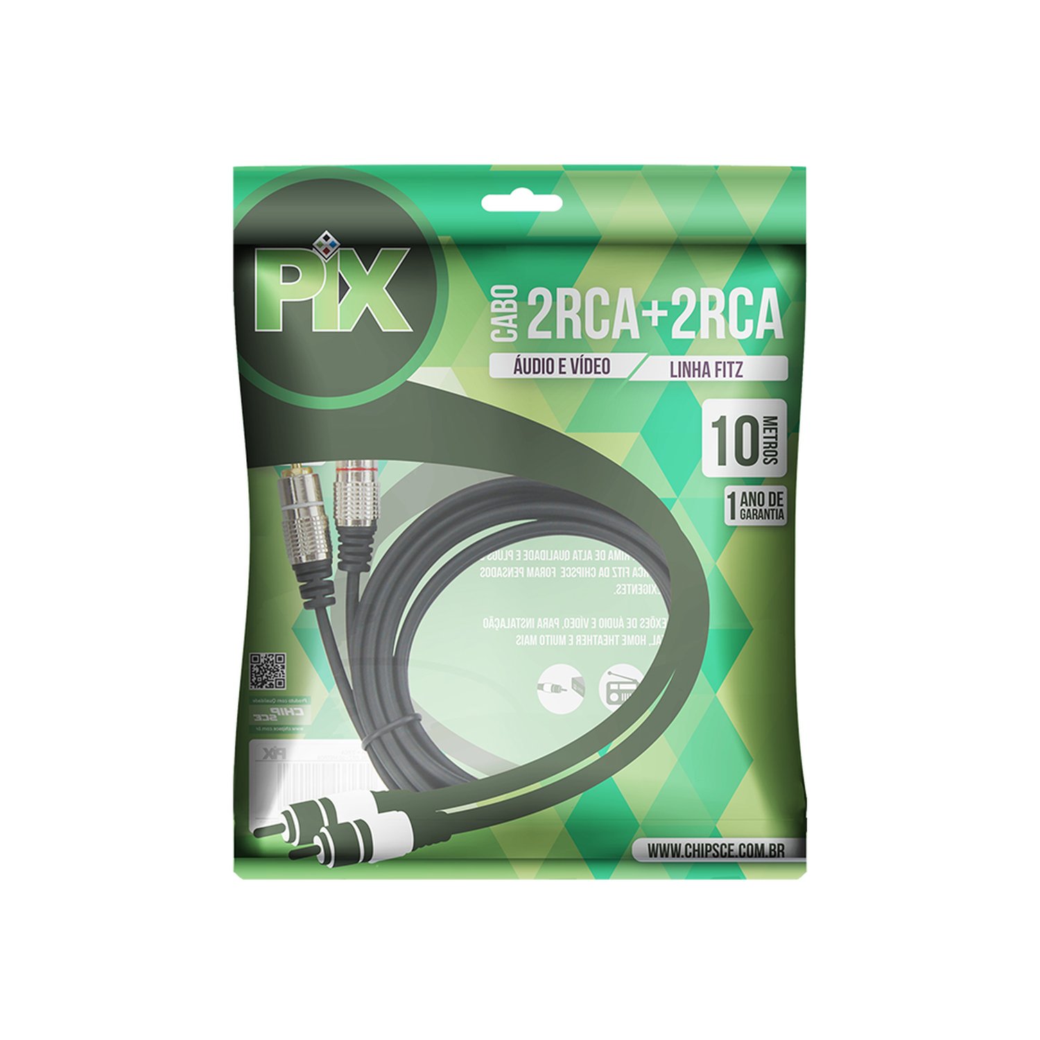 Cabo RCA Fitz - 2 + 2 RCA Plug Metal - 10m