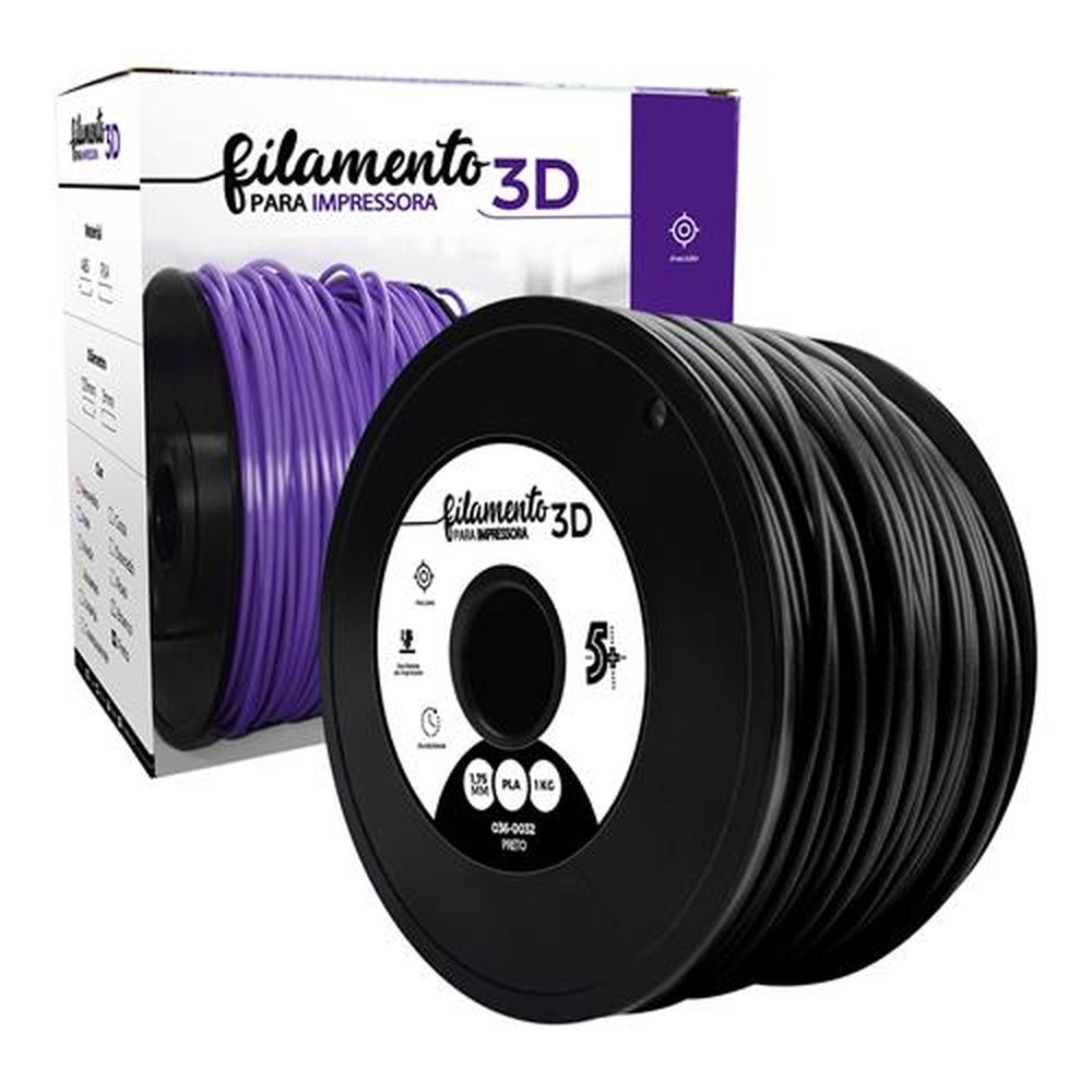 Filamento PLA Preto - 1,75mm - 1KG