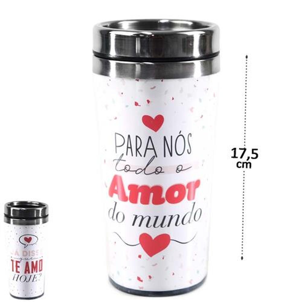 Copo De Alumínio 450Ml Com Tampa Frases