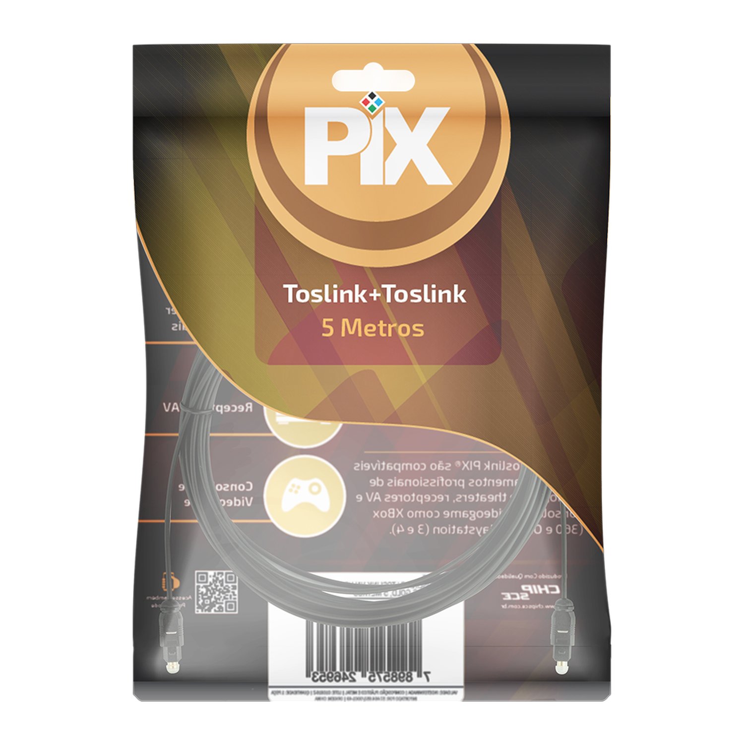 Cabo Optico Toslink Profissional 5m