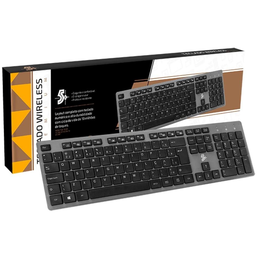 Teclado Sem Fio 5+ Premium Preto Un.Venda: PC/1