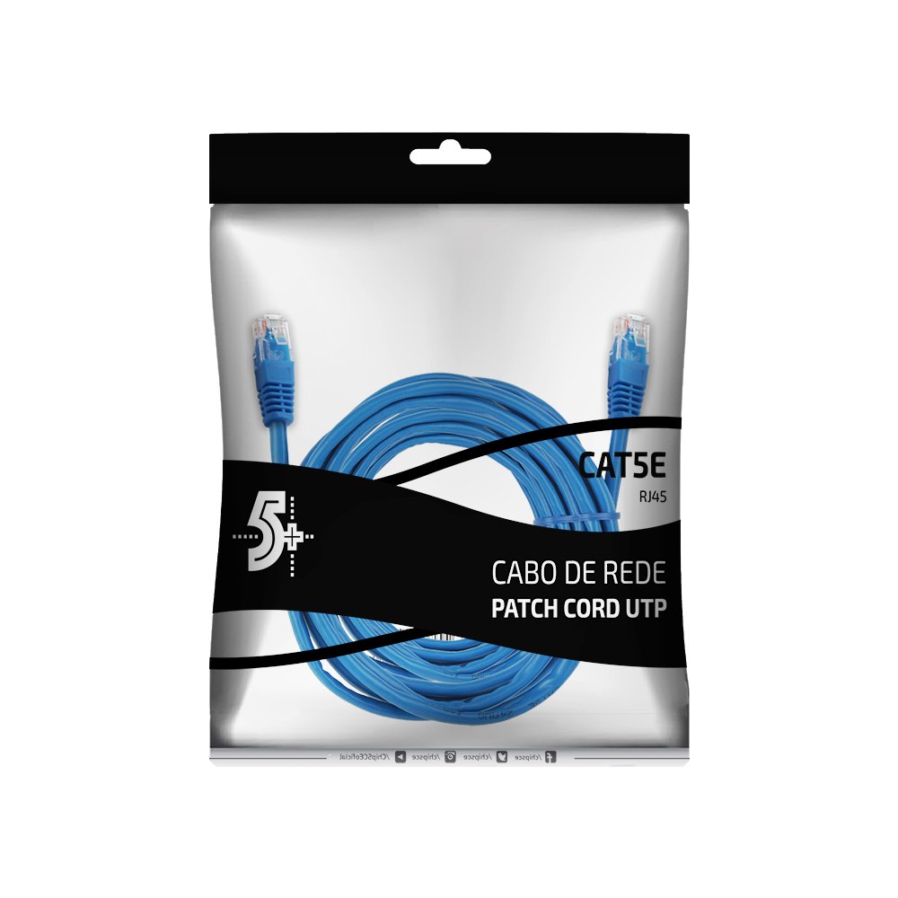 Cabo De Rede Patch Cord Cat5e Utp 5 Metros Azul