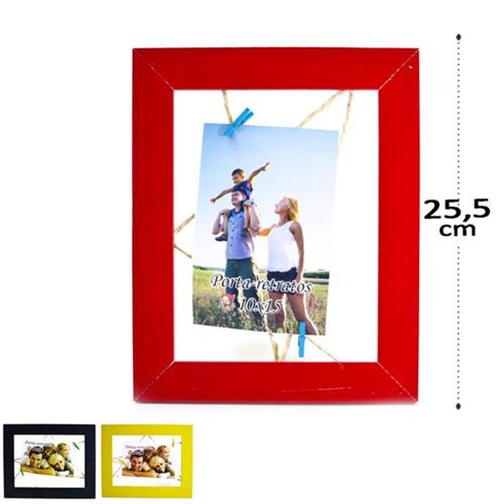 Porta Retrato Varal Com Moldura De Madeira