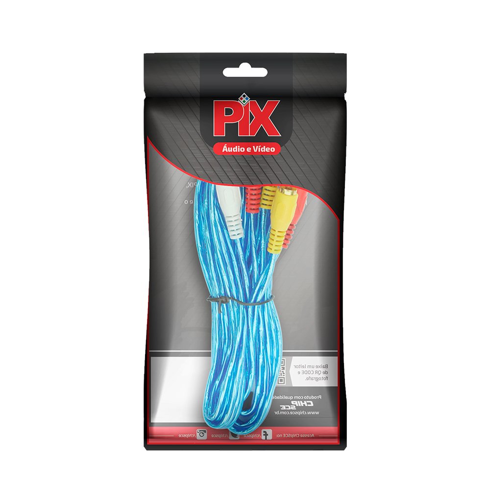Cabo RCA Cristal - 3 + 3 RCA - 1.8m - Gold Azul