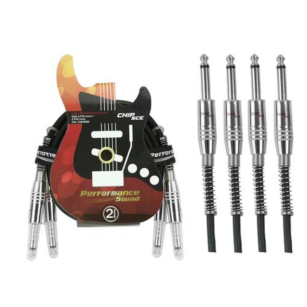 Cabo P10 Metal - 2 P10 + 2 P10 Mono 2m