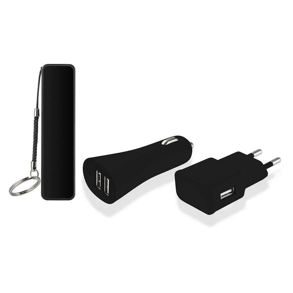 Kit 3 Em 1 Multilaser Power Bank Cabo Micro USB E Carregador Automotivo/Parede - CB081