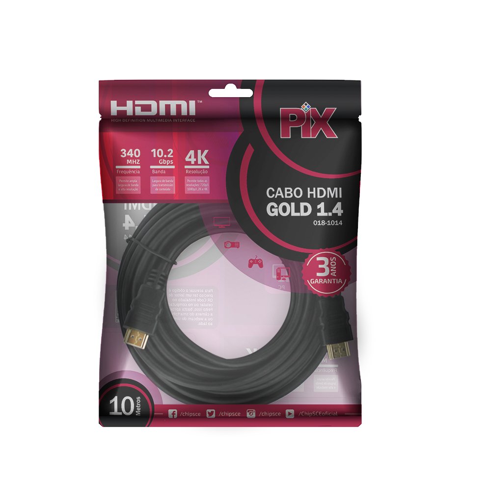 Cabo HDMI 1.4 4K ULTRAHD 19p 10m
