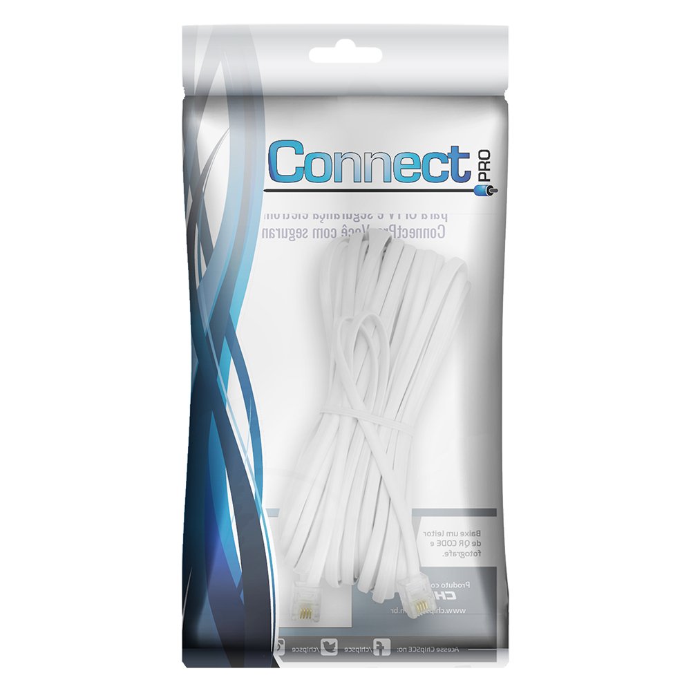 Cabo Telefone Liso Branco 10m