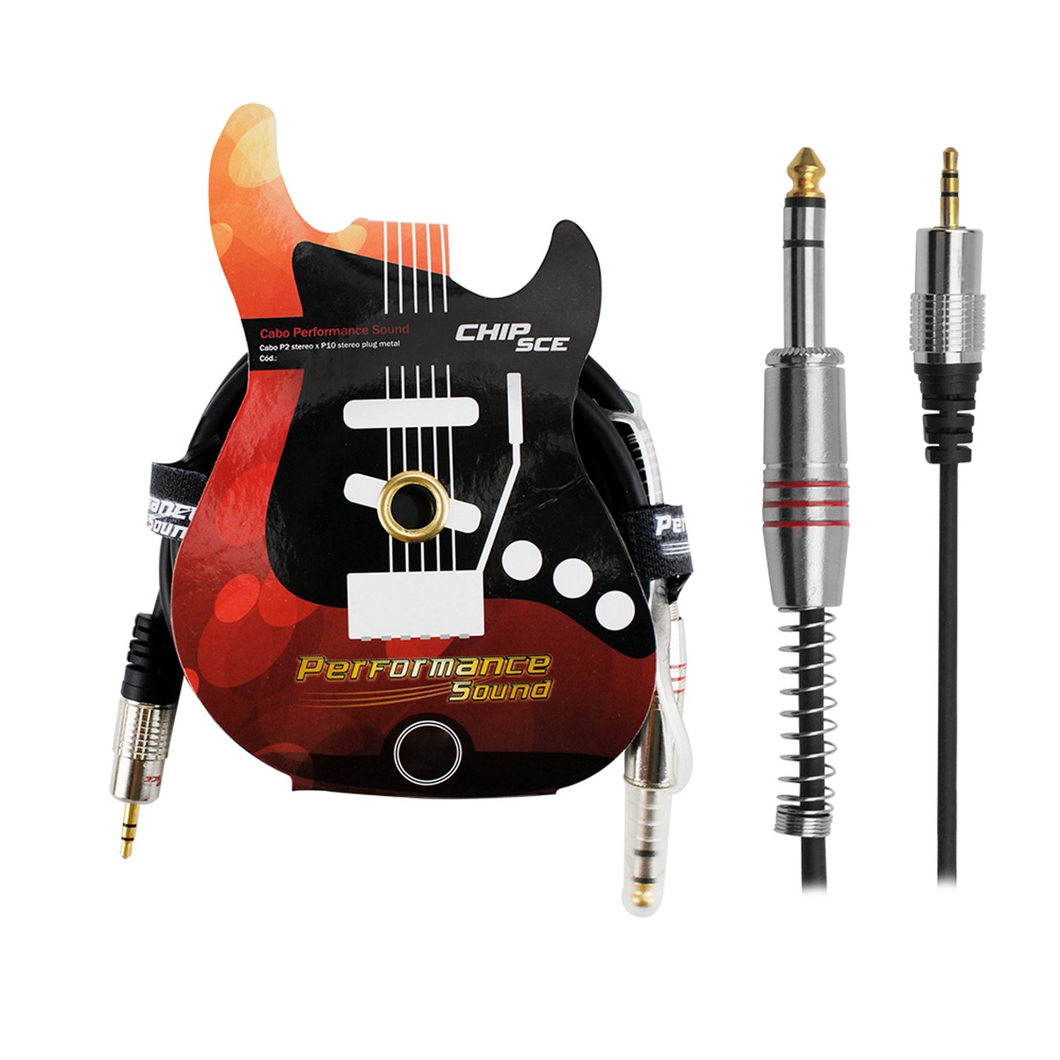 Cabo P2 Estéreo x P10 Estéreo Plug Metal 5 Metros - Performance Sound