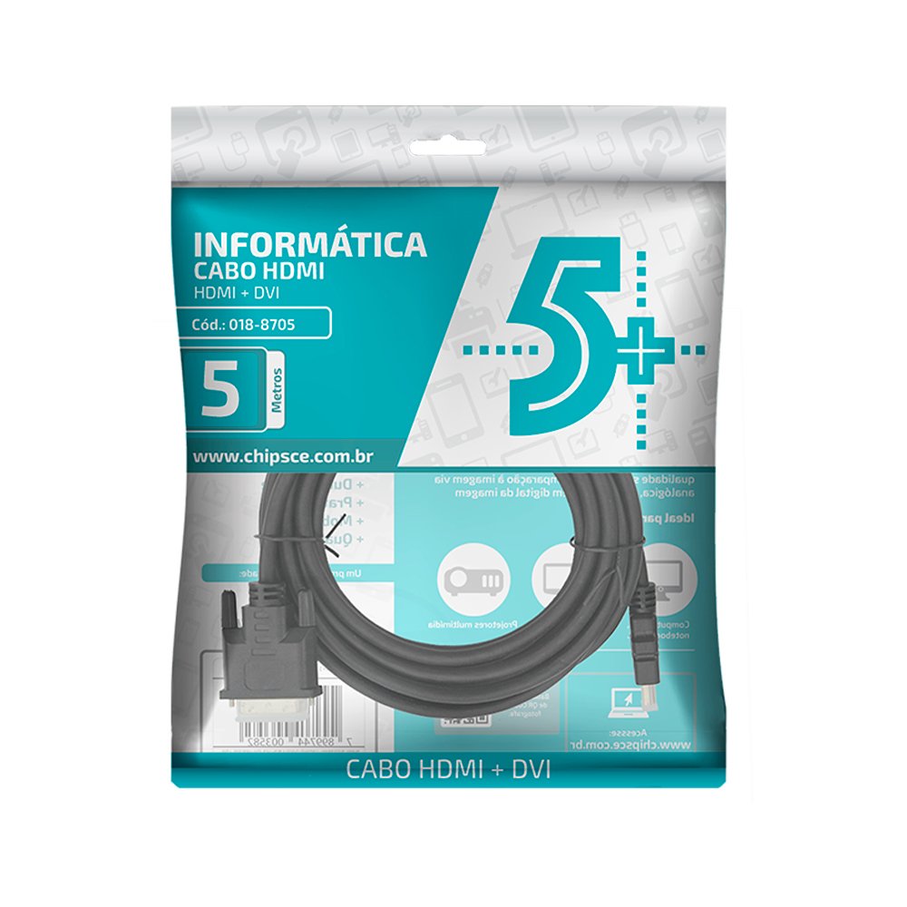 Cabo HDMI Macho + DVI 24+1 5m