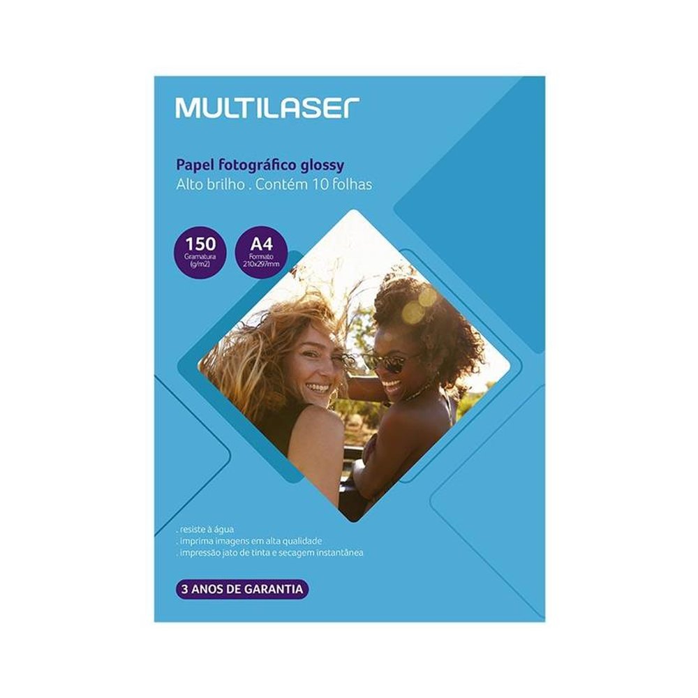 Glossy Paper Multilaser A4 150g C 10 Folhas Branco Pe002 Martins Atacado 8702