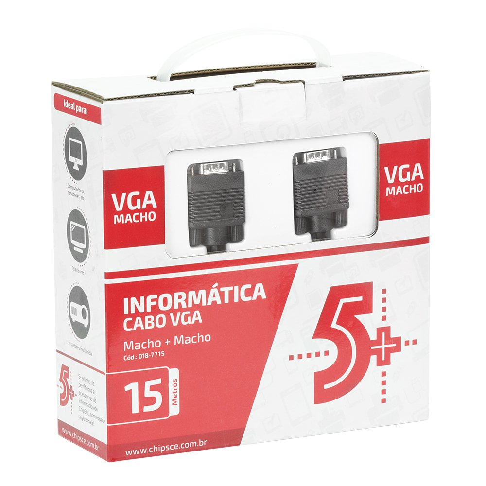 Cabo VGA + VGA 15m C/ Filtro Preto
