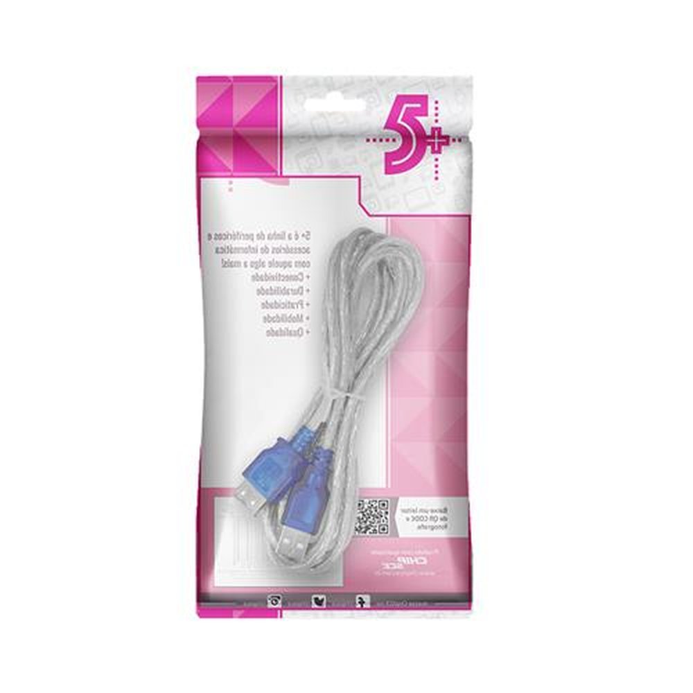 Cabo USB A Macho + A Fêmea 2.0 Cristal 1,8M