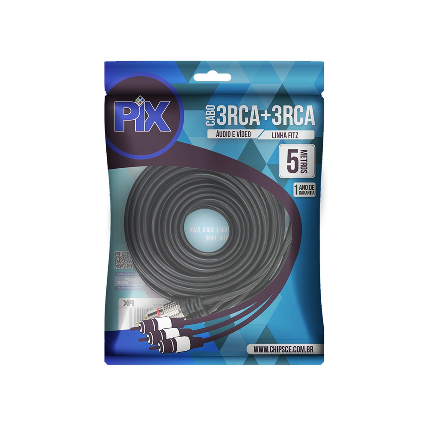 Cabo RCA Fitz - 3 + 3 RCA Plug Metal - 5m