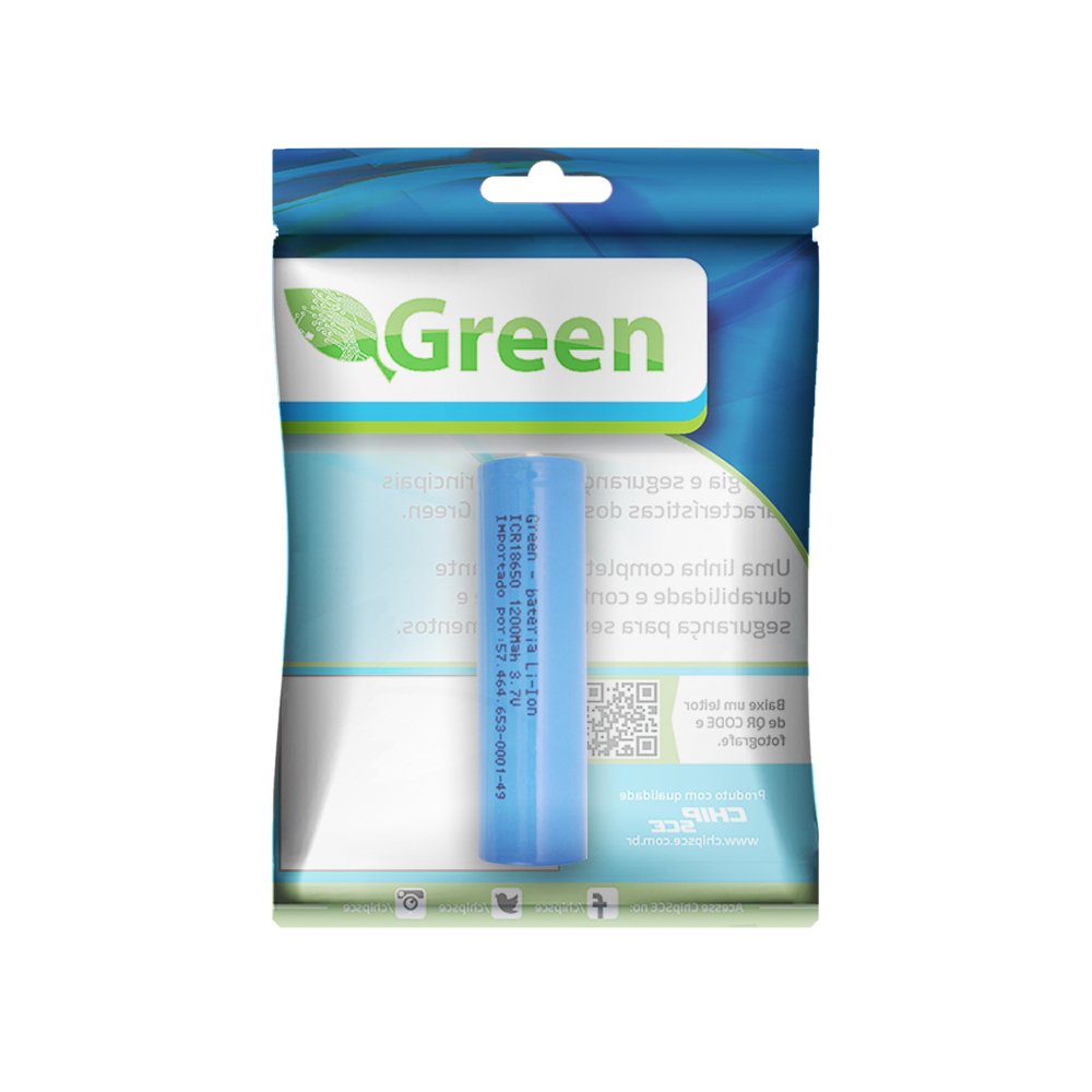 Bateria 3.7v 1200mah - Green Cr18650 (6,4x1,8)