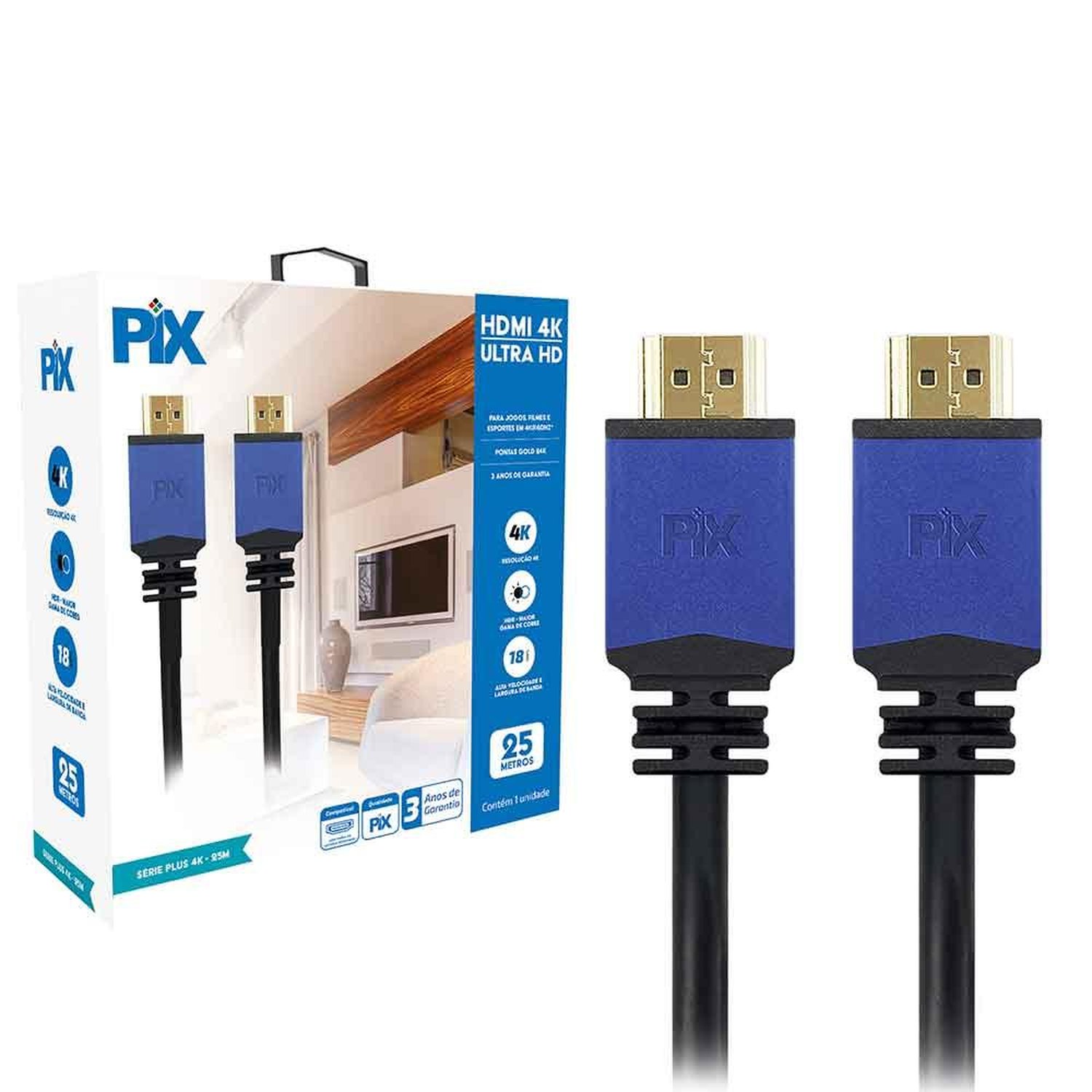Cabo HDMI 2.0 4K HDR 19p 25m