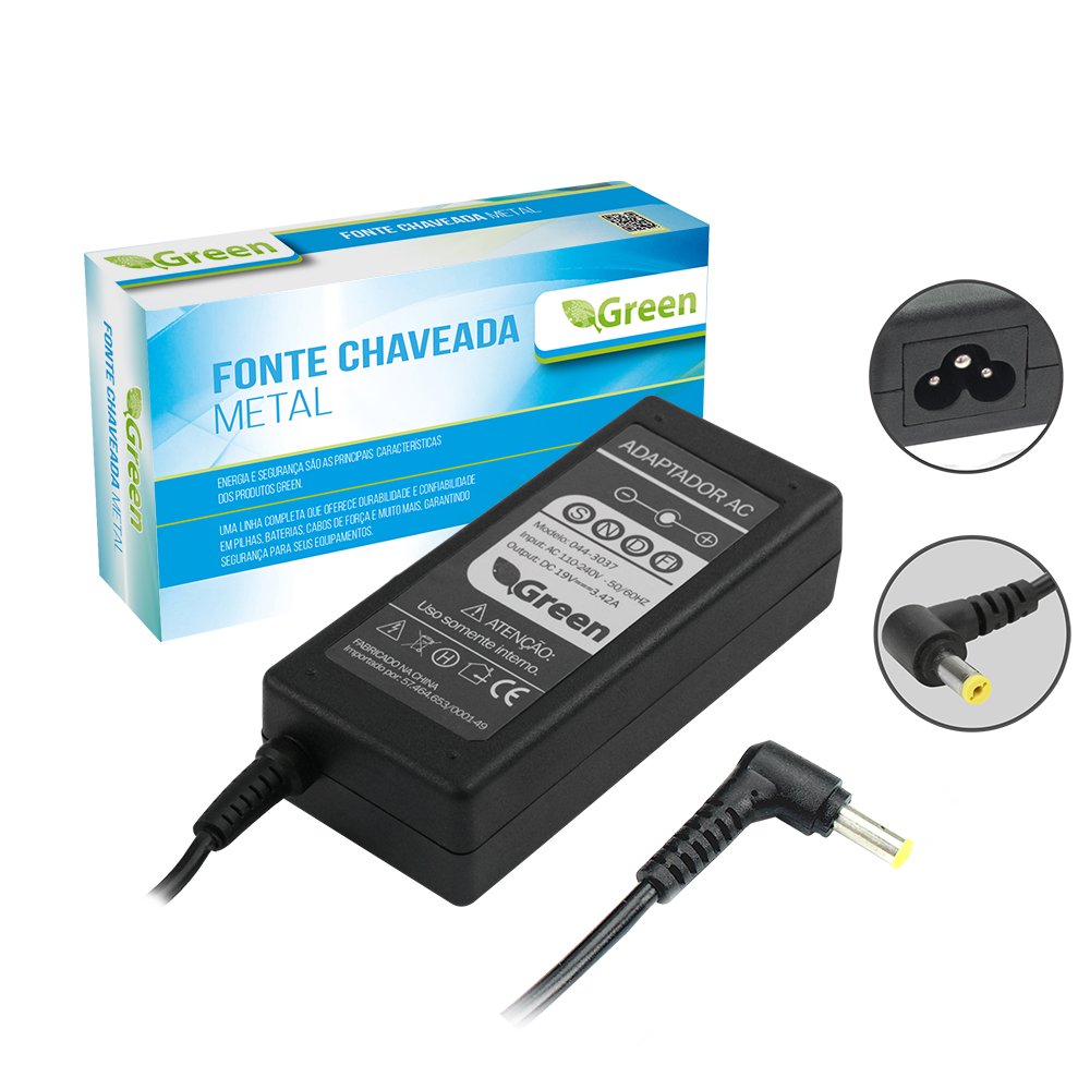 Fonte Notebook Acer 19v 3.42a Pino 5.5/1.7mm Bivolt