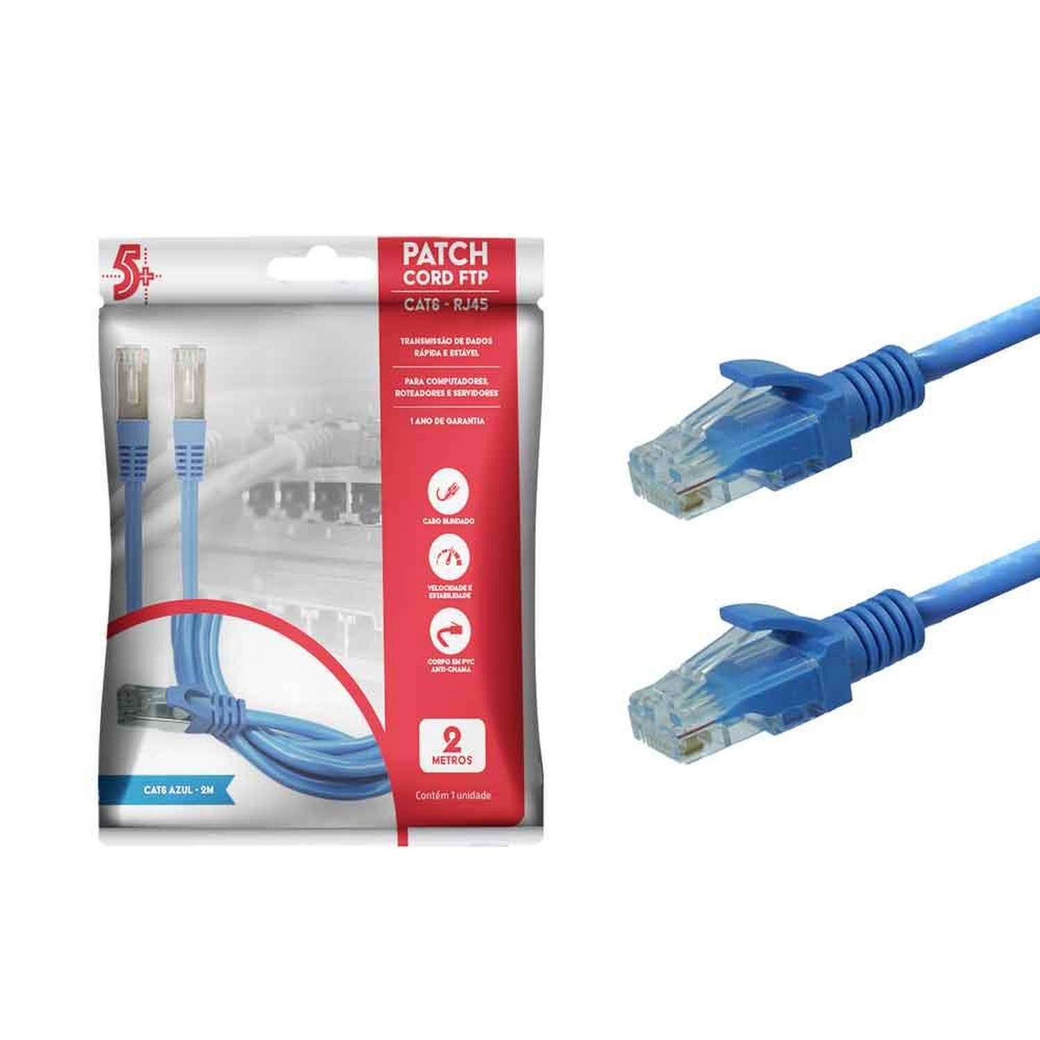 Cabo Patch Cord Cat6 Ftp Azul 2m