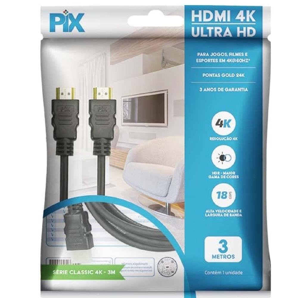 Hdmi Adaptador Cabo Hdmi 19p Gold 3mts