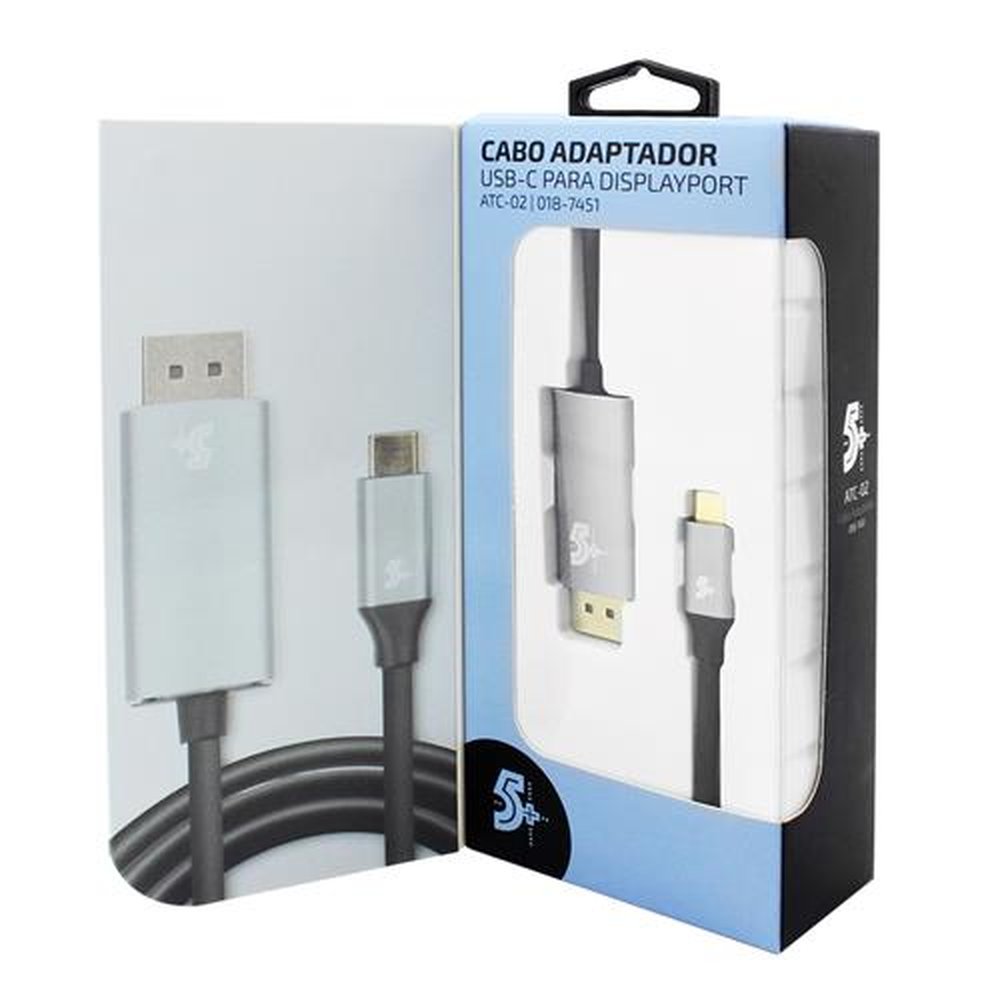 Adaptador USB-C para Displayport, 5+, Alumínio - 018-7451