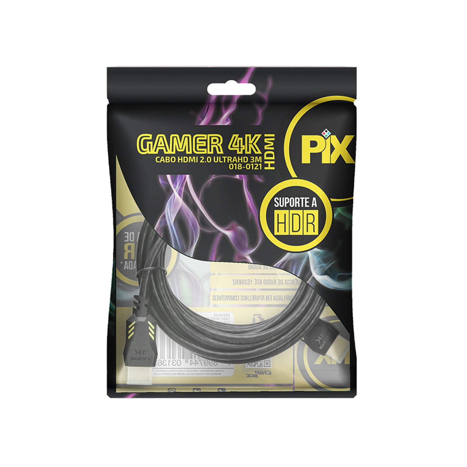 Cabo HDMI 3m 2.0 4K Gamer - Plug 90 Graus
