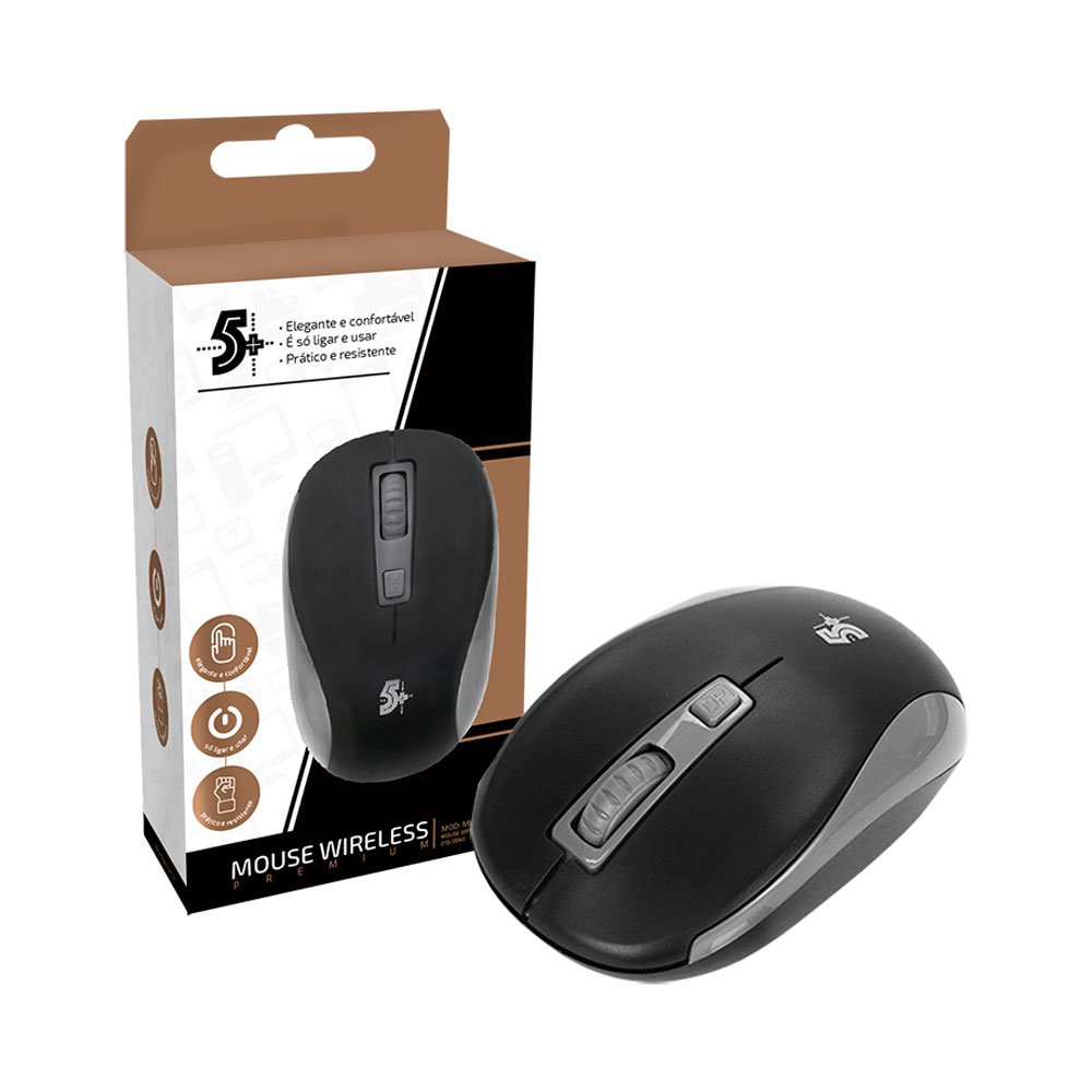 Mouse Óptico Sem Fio 2.4 Ghz Office Premium 5 + - 015-0060