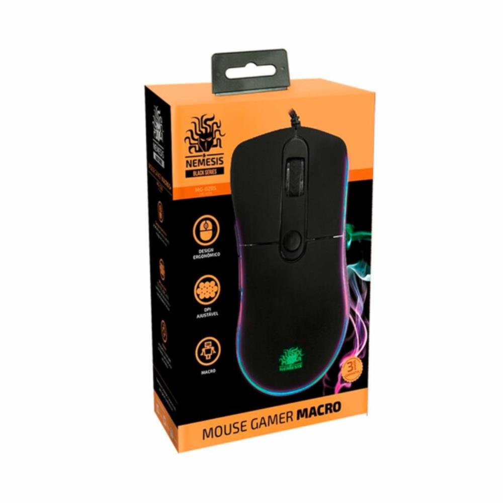 Mouse Gamer Nemesis Black Series, LED, 6 Botões, 4000DPI - 015-0070