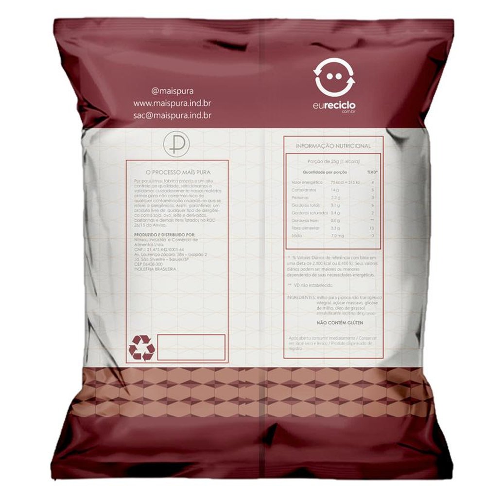 Pipoca Mais Pura Sabor Puro Mascavo 75 g