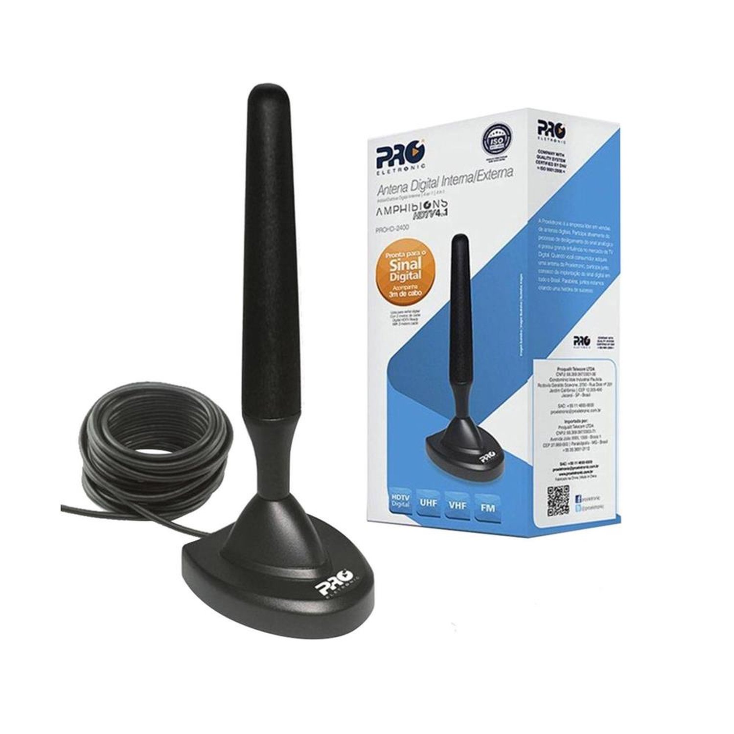 Antena Linear Recep. Sinal Digital Ter. Vhf/Uhf Banda I, Iii, Iv E V, Proeletronic, Prohd-2400