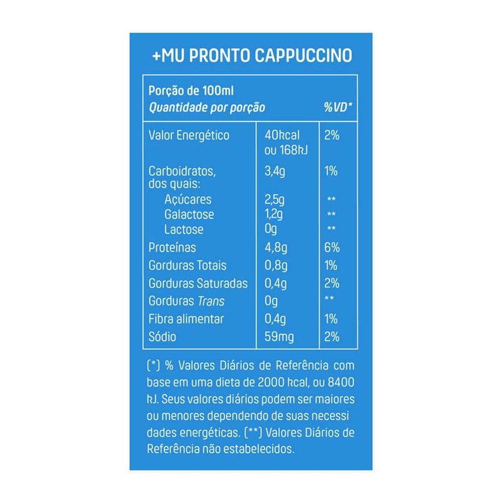 +Mu Pronto Bebida Lactea UHT Cappuccino 250ml Mais Mu