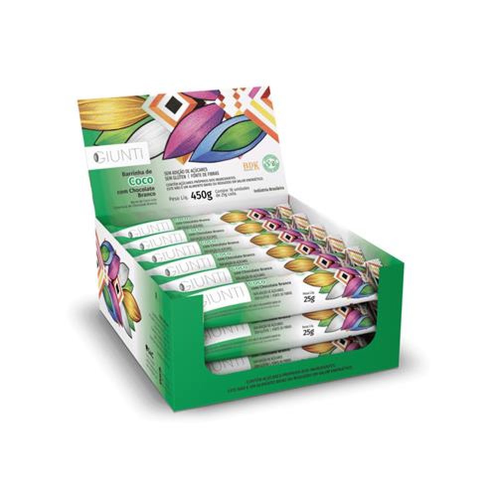 Chocolate Branco com Coco Giunti 25 g Display com 18 Un