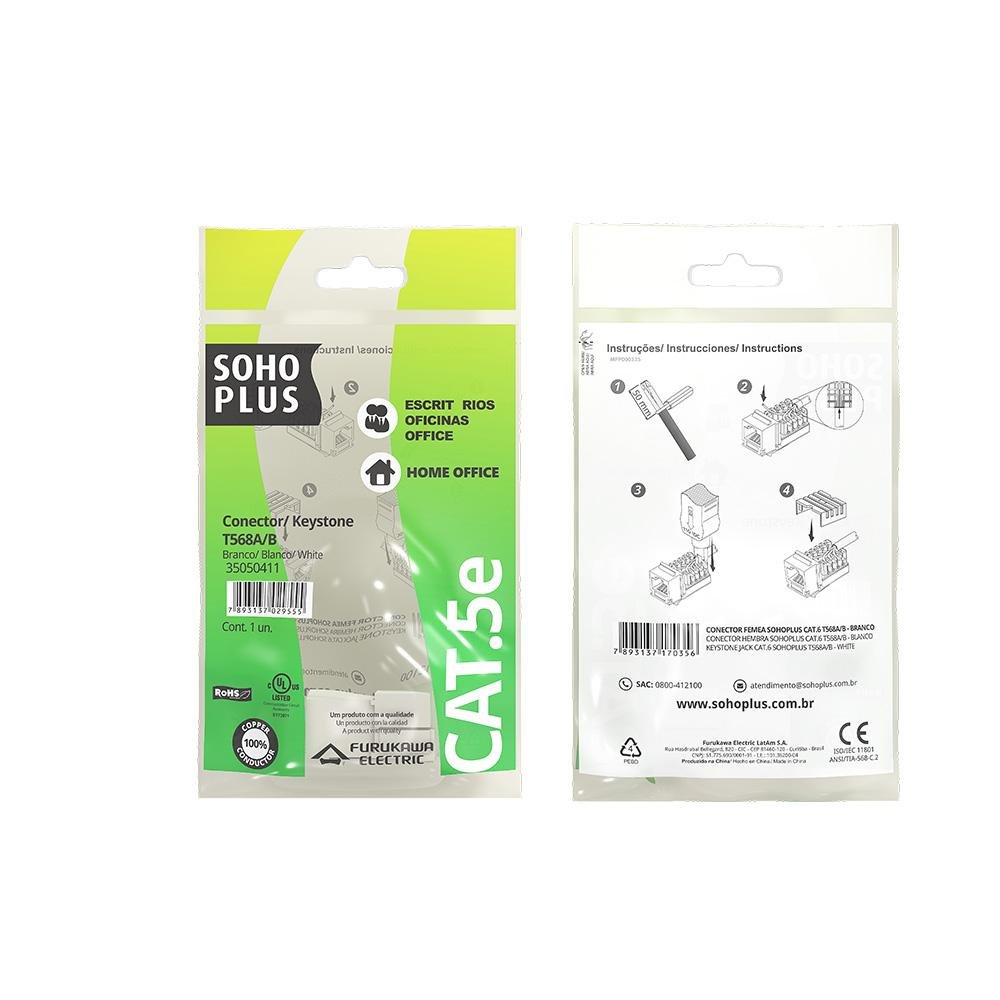 Conector Femea Keystone Rj45 Furukawa Sohoplus Cat5e T568a/b Rohs Br