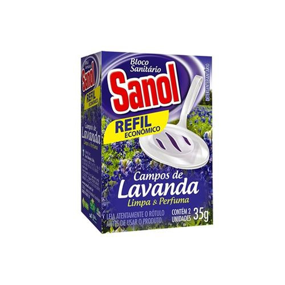 Bloco Sanitario Sanol Refil Duplo Campos De Lavanda 24X35G