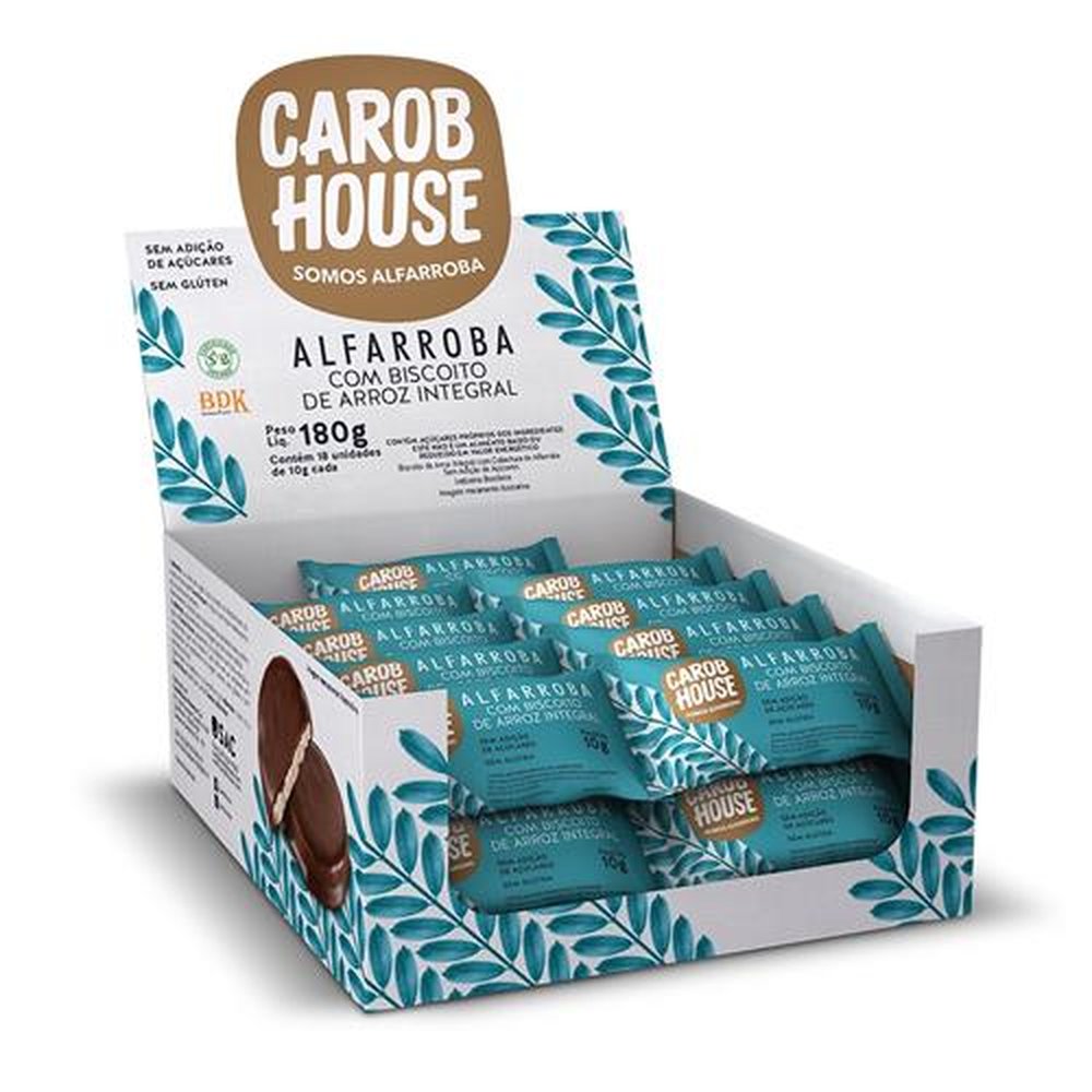 Alfarroba Biscoito de Arroz Integral 10 g cx18 Un Carob House
