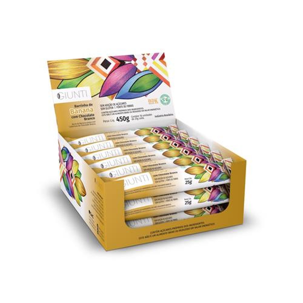 Chocolate Branco com Banana Giunti 25 g Display com 18 Un