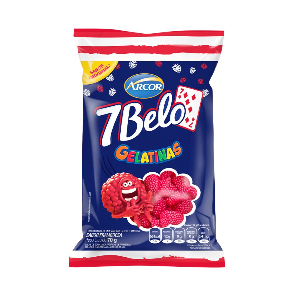 Bala Arcor Gelatinas 7 Belo Framboesa 70g