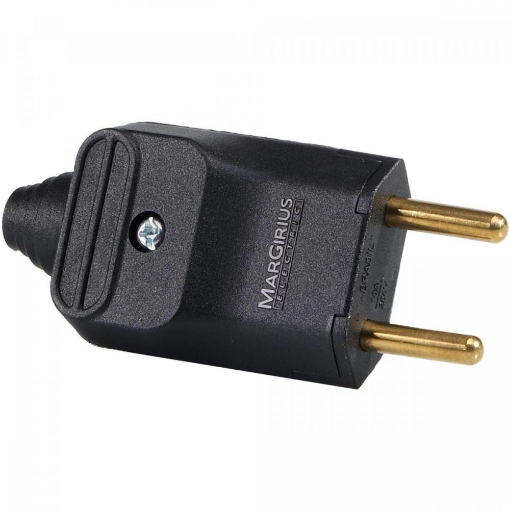 Plug 2 Pinos 180° 10a Pld11-2 Preto Margirius