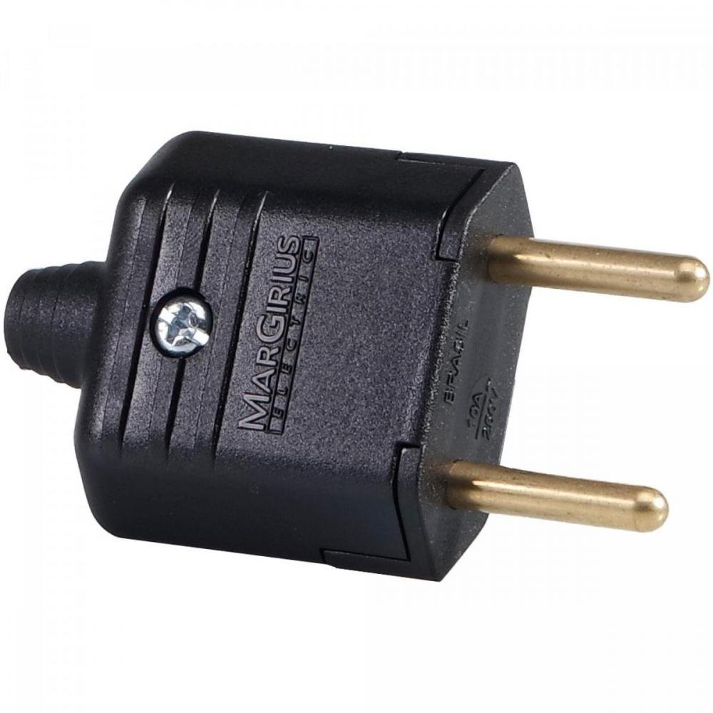 Plug 2 Pinos 180° 10a Pld1-2 Preto Margirius