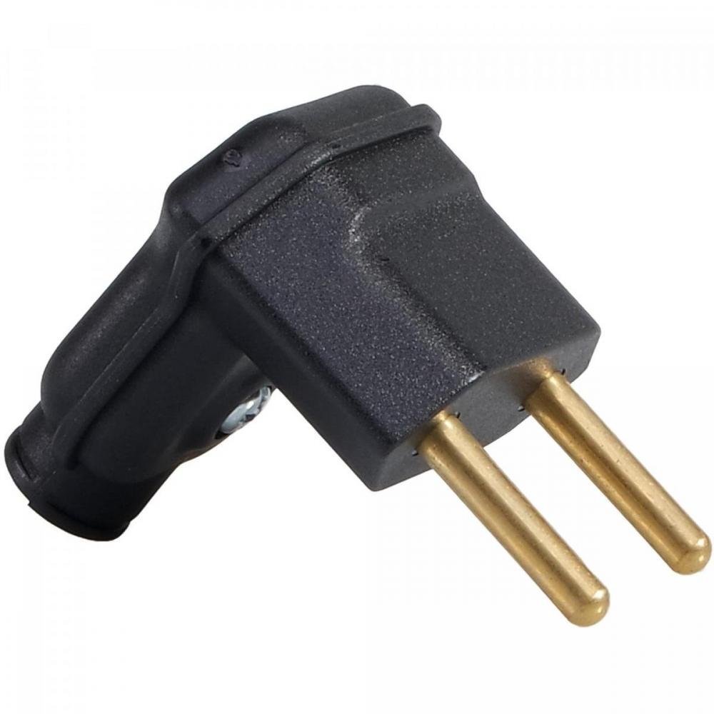 Plug 2 Pinos 90° 10A PLD6-2 Preto MARGIRIUS Un.Venda: PC/1