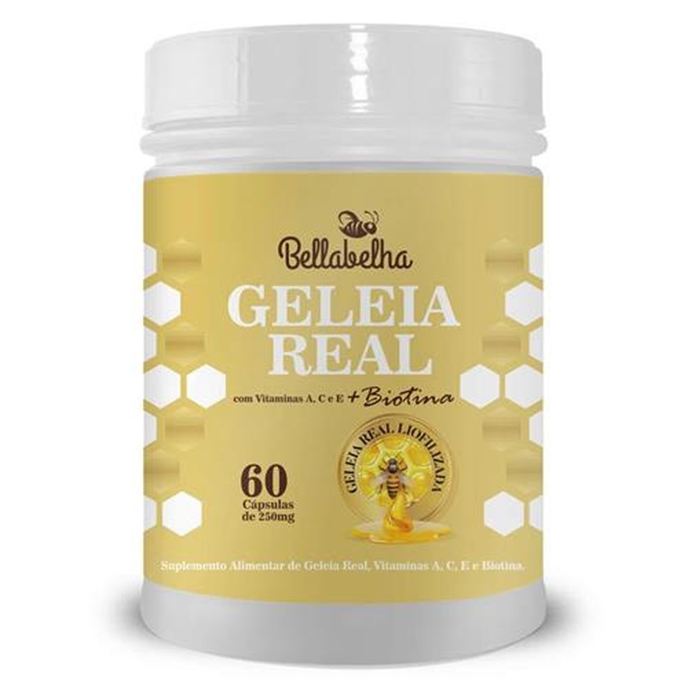 Geleia Real e Biotina 60 cápsulas 250 mg Bellabelha