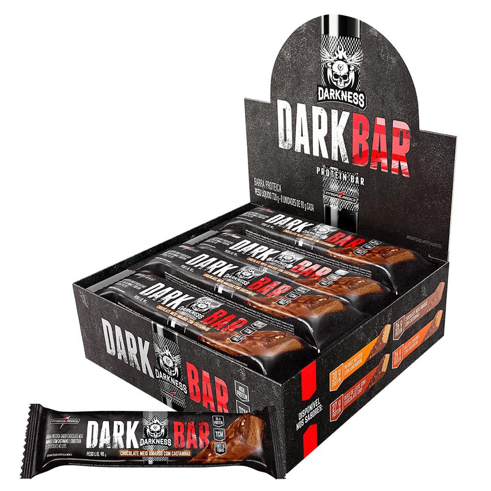 Dark Bar Chocolate Amargo Com Castanhas 8 Unidades