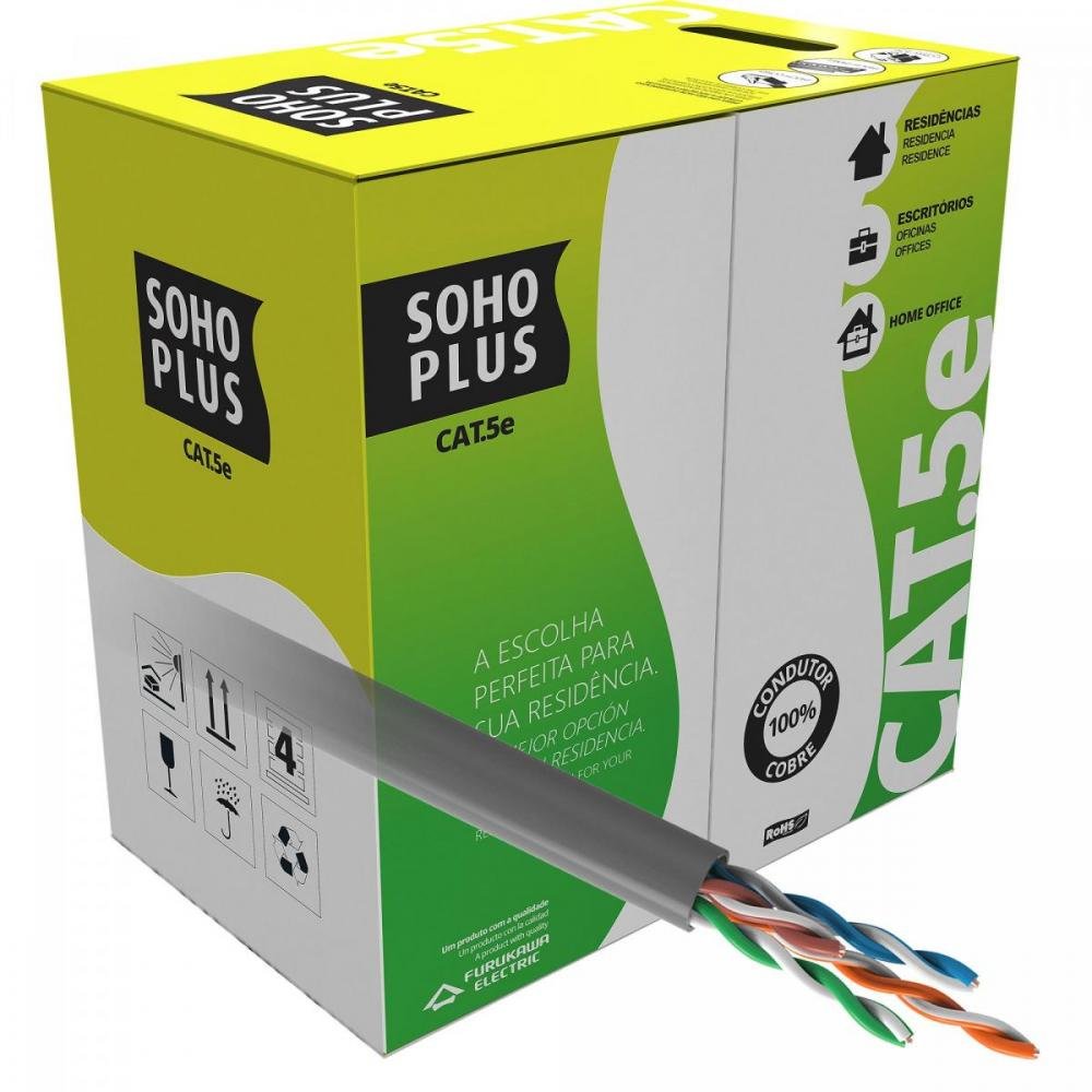 Cabo De Rede Cat.5e U/utp Furukawa Sohoplus, Cmx, 305 Metros - Cinza - 23200102