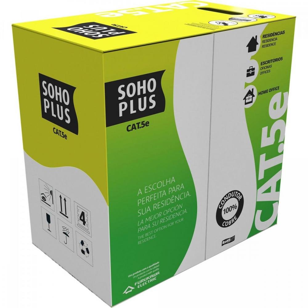 Cabo De Rede Cat.5e U/utp Furukawa Sohoplus, Cmx, 305 Metros - Cinza - 23200102