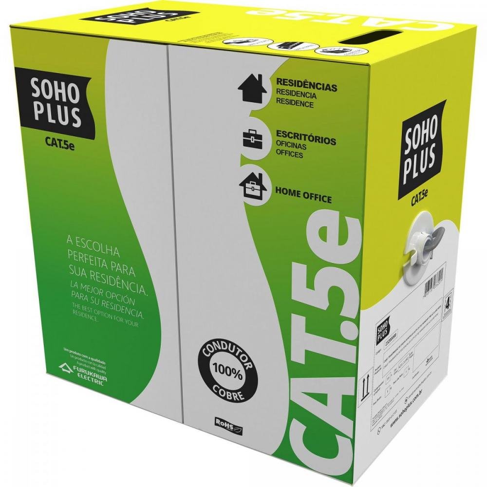 Cabo De Rede Cat.5e U/utp Furukawa Sohoplus, Cmx, 305 Metros - Cinza - 23200102