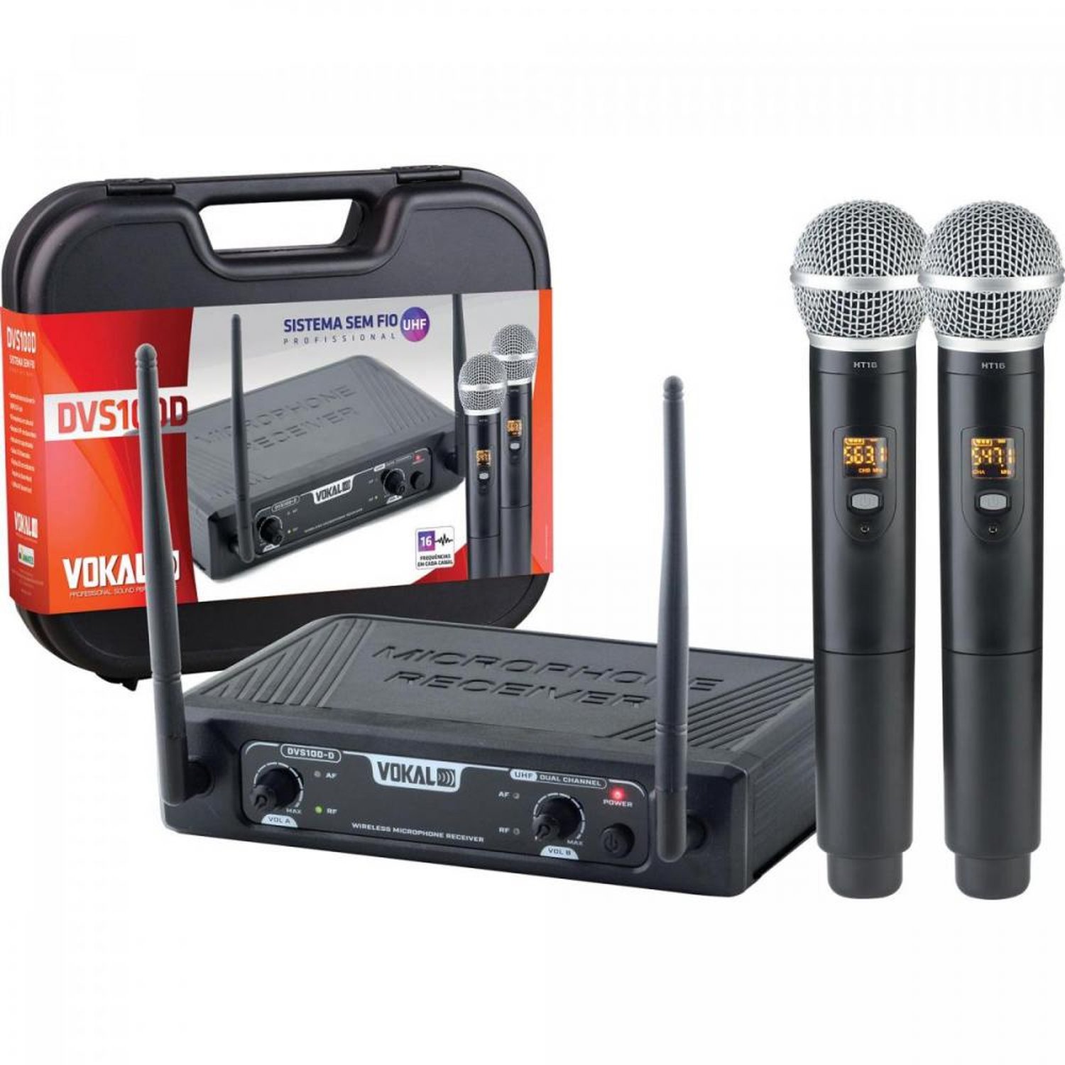 Microfone sem Fio Duplo Dvs100dm Vokal
