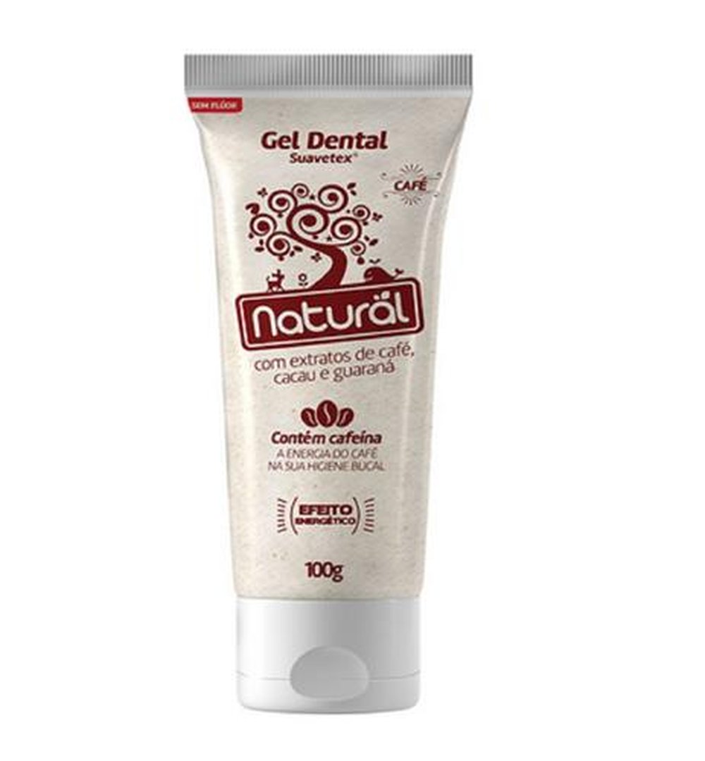 Gel dental Suavetex com extratos de café, cacau e guaraná