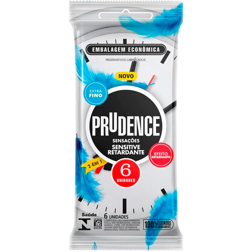 Preservativo Prudence Sensitive Retardante Com 6 Unidades