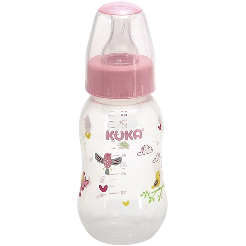 Mamadeira Kuka Natural Colorida Bico Universal 160ml Rosa 1547