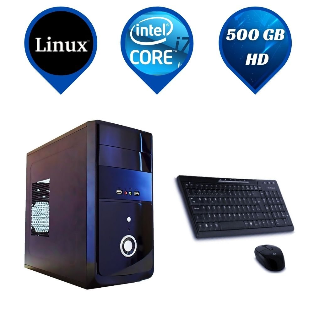 Computador Intel Core i7-7700, 8GB DDR4 , 500GB HD e Linux + Kit - Everex