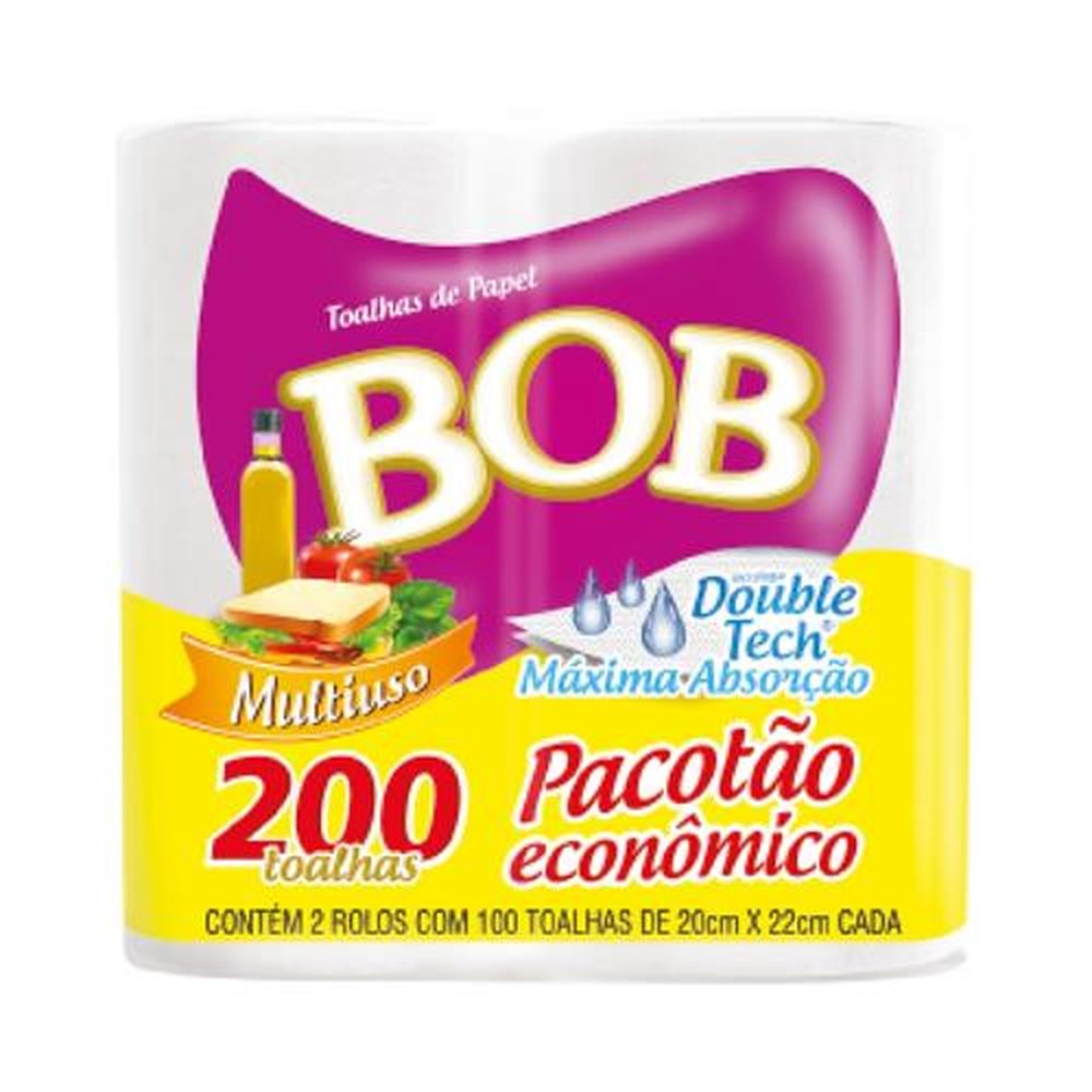 Toalha de Papel Bob Folha Dupla 12X2 (Rolo c/ 100 Folhas) (24 rolos)